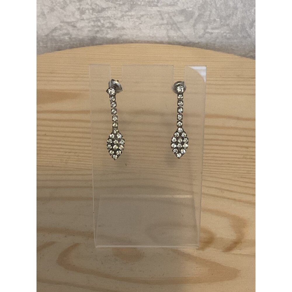 Elegant Rhinestone Drop Earrings With Silver-Tone Finish For Women